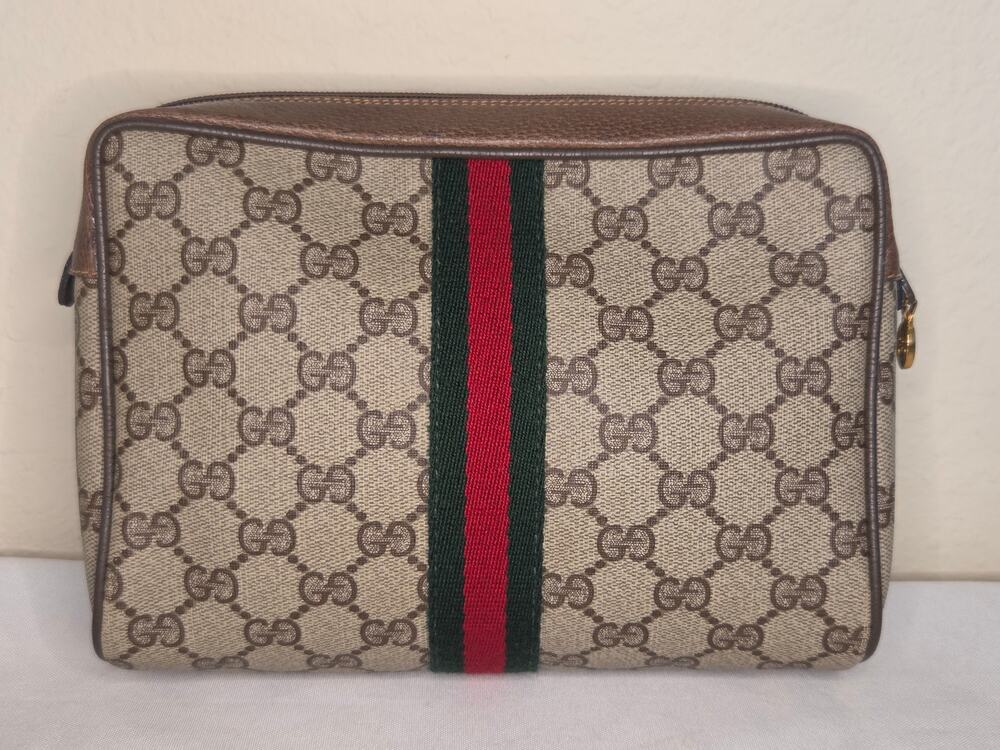 Gucci Accessory Collection GG Supreme Web Clutch Pouch Bag Ophidia Vintage